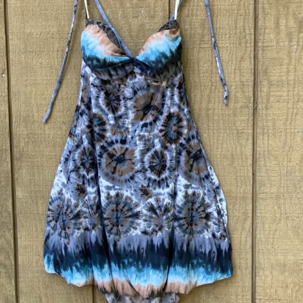 Tie Dye Summer Dress w/ Spaghetti Straps - Picture 1 of 4